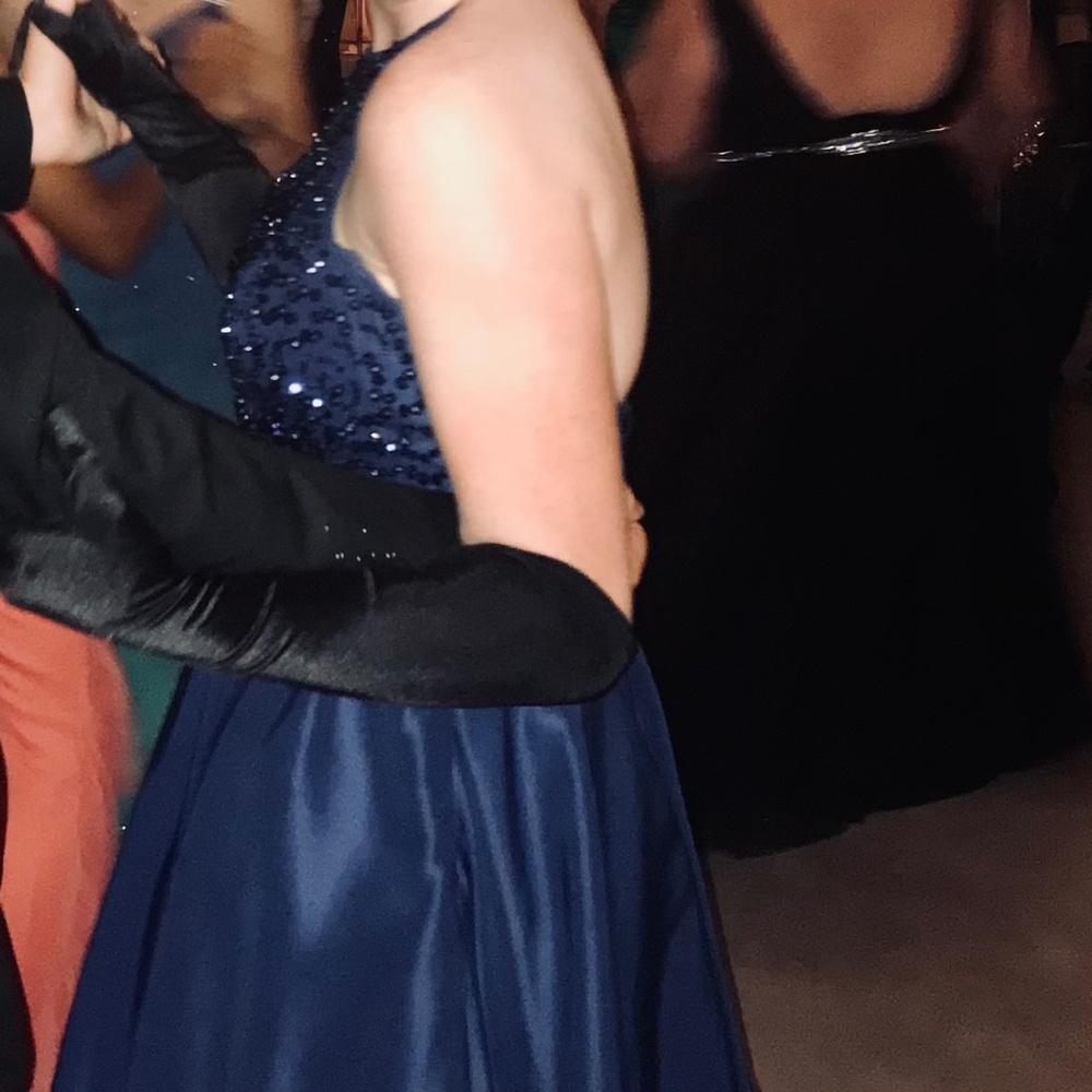 Robe De Bal Sherri Hill Bleu Marine Dentelle Fleurie - Taille 00, Neuve Avec étiquettes, Style Princesse !